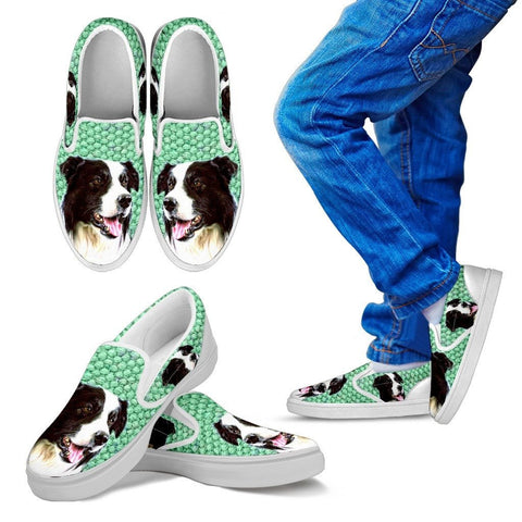 Border Collie Print Slip Ons For KidsExpress Shipping