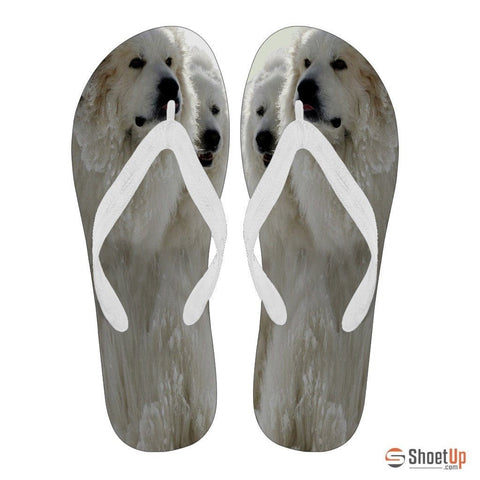 Great Pyrenees Print Flip Flops For Women