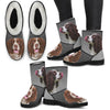 English Springer Spaniel Print Faux Fur Boots For Women