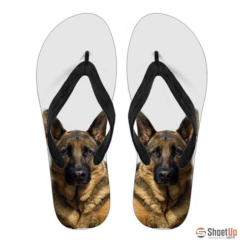 German Shepherd Print Flip Flops For Women