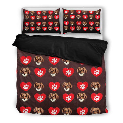 Valentine's Day SpecialTibetan Spaniel With Red Heart Print Bedding Set