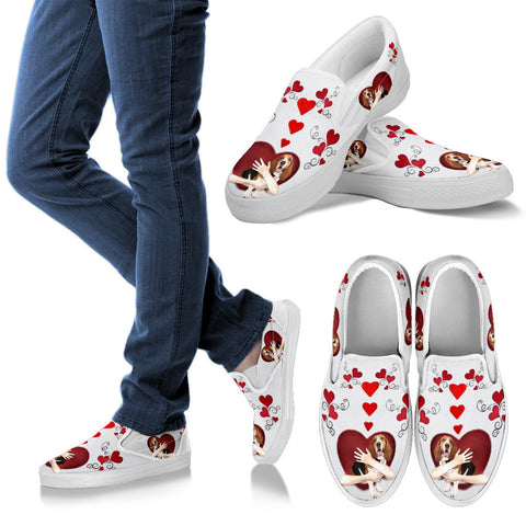 Valentine's Day SpecialBasset Hound Dog Print Slip Ons For Women