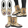 Chow Chow Print Faux Fur Boots For Women