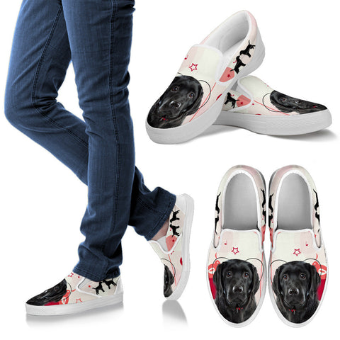 Valentine's Day Special Black Labrador Retriever Print Slip Ons For Women