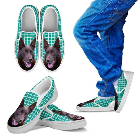 Australian Kelpie Dog Print Slip Ons For KidsExpress Shipping