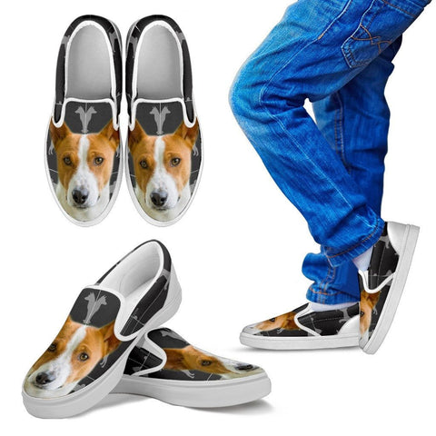 Basenji Print Slip Ons For Kids Express Shipping