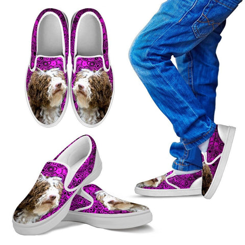 Spanish Water Dog Print Slip Ons For KidsExpress Shipping