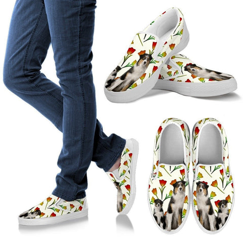 Australian Shepherd Dog Print Slip Ons For WomenExpress Shipping