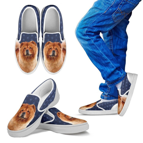 Chow Chow Dog Print Slip Ons For KidsExpress Shipping