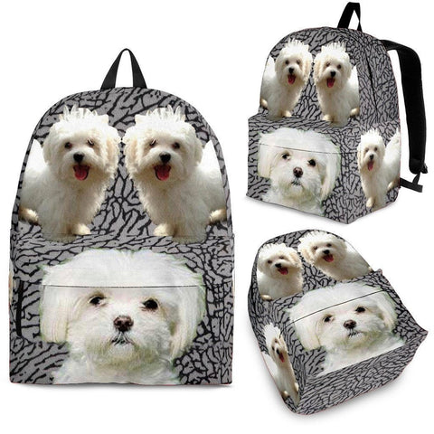 Maltese Dog Print BackPack Express Shipping