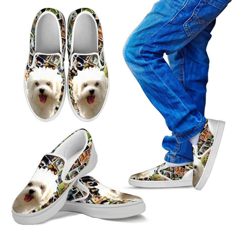 Amazing Maltese Dog Print Slip Ons For KidsExpress Shipping