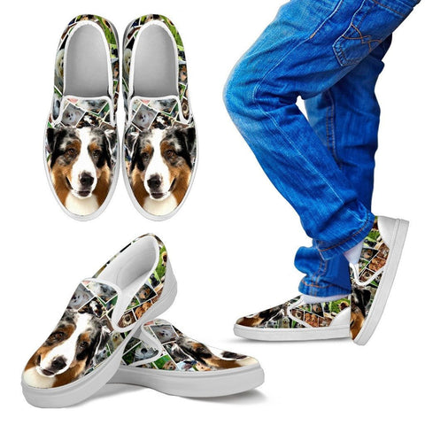 Amazing Australian Shepherd Dog Print Slip Ons For KidsExpress Shipping