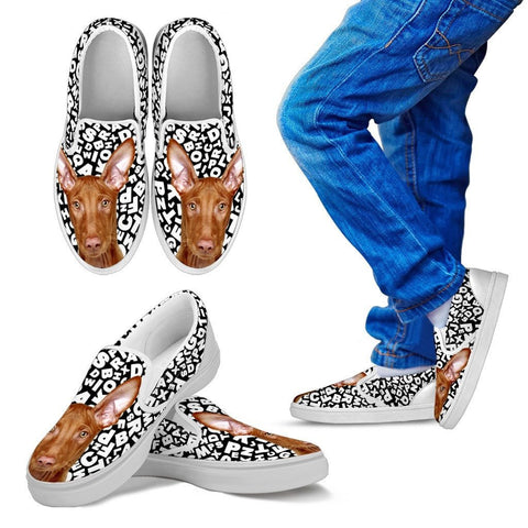 Pharaoh Hound Dog Print Slip Ons For KidsExpress Shipping