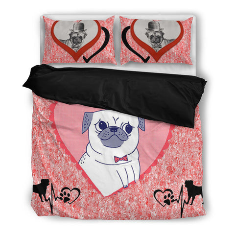 Valentine's Day SpecialPug Print Bedding Set