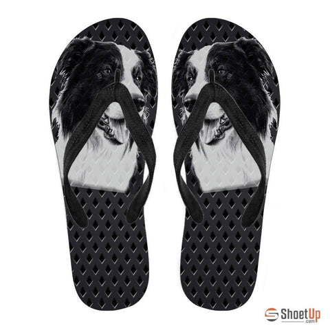 Border Collie Print Flip Flops For Women