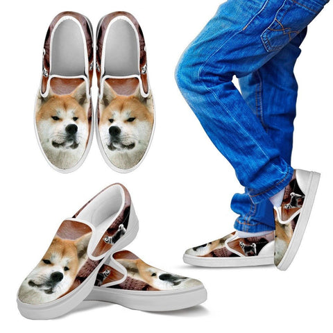 Akita Dog Print Slip Ons For Kids Express Shipping