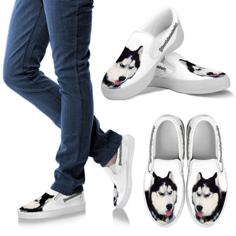 New Customized Siberian Husky Print Slip Ons For Women