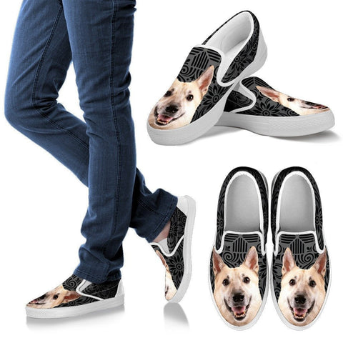 Norwegian Buhund Dog Print Slip Ons For WomenExpress Shipping