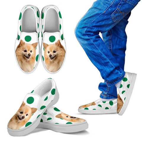 Pomeranian Dots Print Slip Ons For KidsExpress Shipping