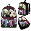 Bichon Frise On Red Fur Print Backpack Express Shipping