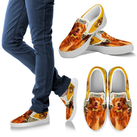 Nova Scotia Duck Tolling Retriever With Bow Tie Print Slip Ons For Women