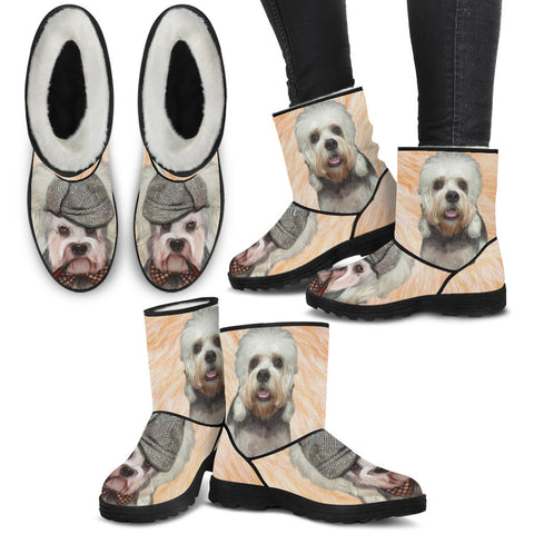 Dandie Dinmont Terrier Print Faux Fur Boots For Women