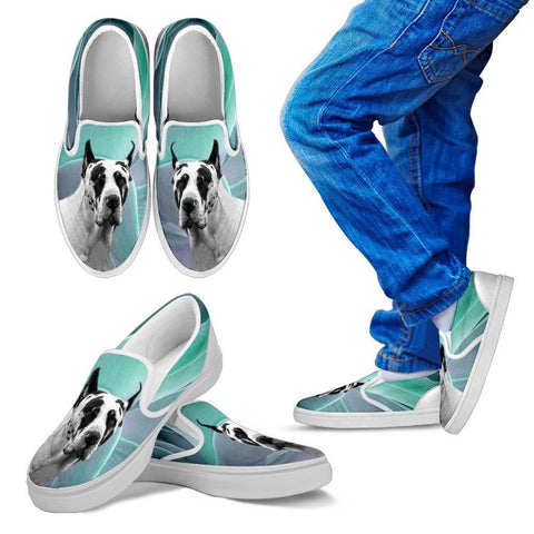 Great Dane Dog Print Slip Ons For KidsExpress Shipping