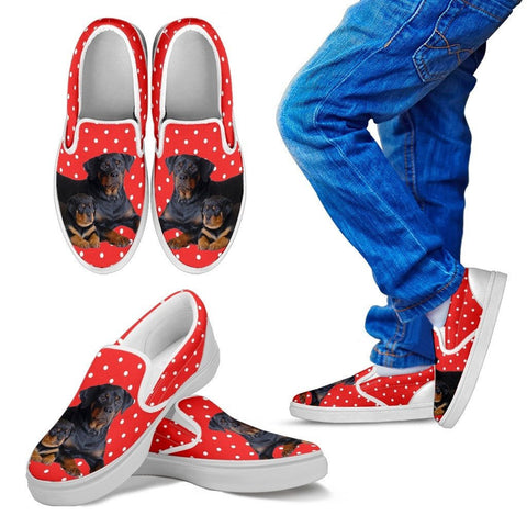 Rottweiler Dog Print Slip Ons For KidsExpress Shipping