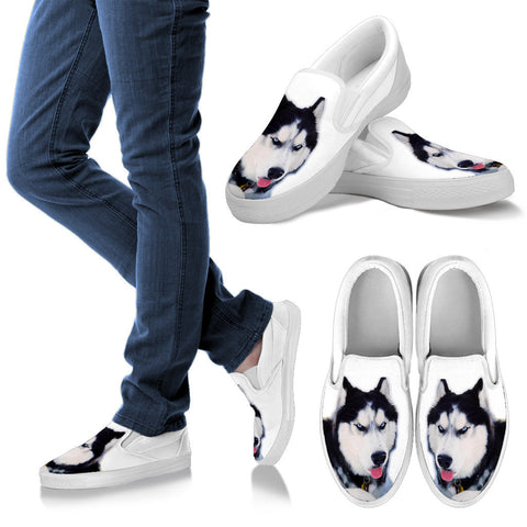 Customized Siberian Husky Print Slip Ons For Women (Influencer)