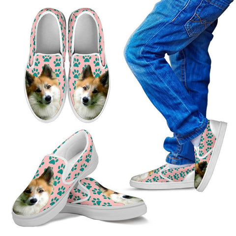 Icelandic Sheepdog Print Slip Ons For KidsExpress Shipping