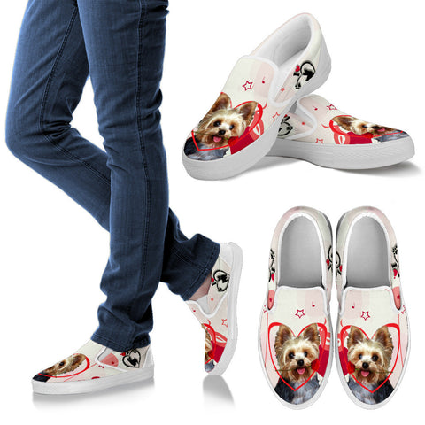 Valentine's Day Special Yorkshire Terrier Print Slip Ons For Women
