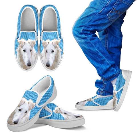 Borzoi Dog Print Slip Ons For KidsExpress Shipping