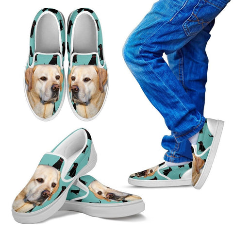 Labrador Print Slip Ons For Kids Express Shipping