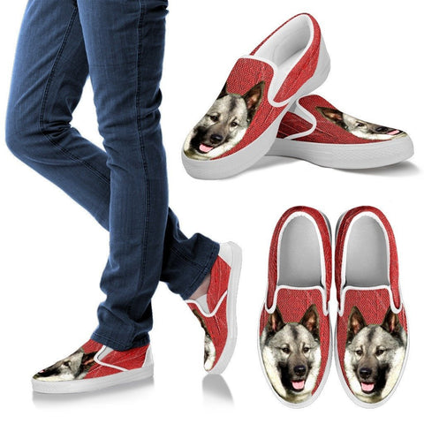 Norwegian Elkhound Dog Print Slip Ons For WomenExpress Shipping