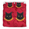 Bombay Cat Print On Red Bedding Set