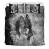 German Shepherd Black and White Print Bedding Set