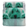 Cute Yorkie Lite Green Print Bedding Set