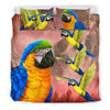 Blue And Yellow Macaw Parrot Print Bedding Set