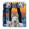 Cute White Shepherd Dog Print Bedding Set