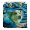 Cardigan Welsh Corgi Print On Blue Bedding Sets