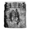 German Shepherd Black and White Print Bedding Set