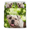 American Bulldog On Leaves Print Bedding Set