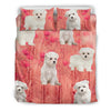 Lovely Maltese Dog On Pink Print Bedding Set