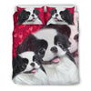 Japanese Chin Dog Art On Red Print Bedding Set