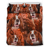 Cute Irish Red and White Setter Print Bedding Set