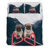 Cute Pug Puppies With Love Print Bedding Sets