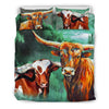Beautiful Texas Longhorn Cattle (Cow) Print Bedding Set