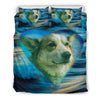 Cardigan Welsh Corgi Print On Blue Bedding Sets