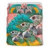 Blue Threaded Macaw Parrot Print Bedding Set