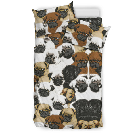 Pug Dog In Lots Print Bedding Set